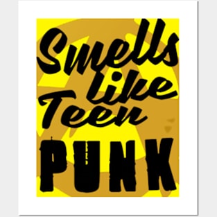 smells like teen punk tshirt NIRVANA parody yellow Posters and Art